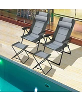 Sugift 4 Pieces Patio Folding Dining Chair Sets with Adjustable Backrest