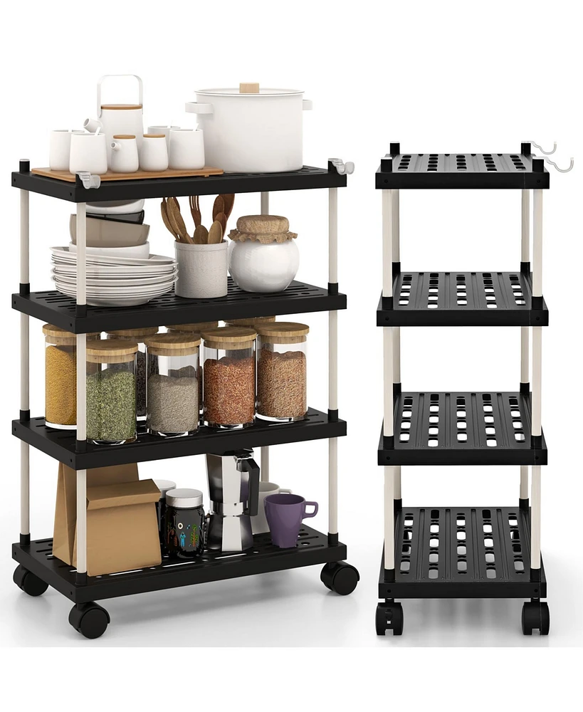 Sugift 4-Tier Kitchen Slim Storage Cart with Lockable Wheels