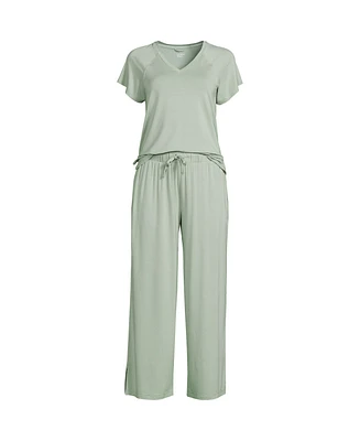 Lands' End Women's Cooling Pajama Set - Short Sleeve Top and Crop Pants