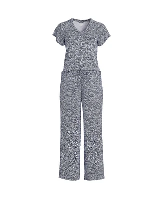 Lands' End Women's Cooling Pajama Set - Short Sleeve Top and Crop Pants