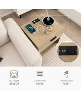 Sugift Modern Nightstand with Charging Station