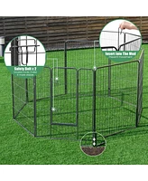 Sugift 8 Metal Panel Heavy Duty Pet Playpen Dog Fence with Door