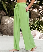 Cupshe Women's Lime Green Paperbag Waist Wide Leg Jersey Pants