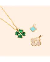 The Lovery Malachite Lucky Clover Charm 14K Gold 18 millimeters