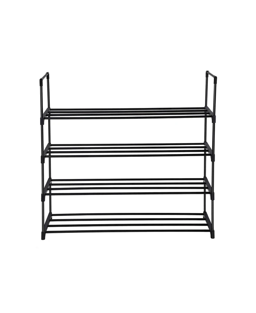 Slickblue 4-Tier Shoe Rack Shoe Tower Shelf Storage Organizer Cabinet Grey