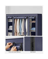 Slickblue Wardrobe, Closet, Portable Clothes Storage Organizer with Hanging Rail, Shelves, Fabric Cover