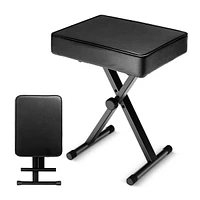 5 Core Adjustable Black Keyboard Bench 18.5-21.2 In Heavy Duty Piano Stool Thick And Padded Stools - Kbb Blk Hd