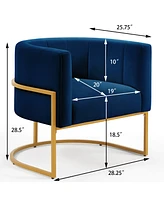 Streamdale Furniture Navy Velvet Accent Chair with Gold Stand