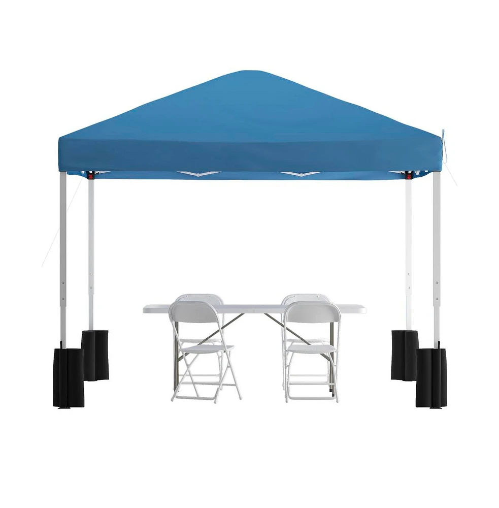 Emma+Oliver Outdoor Event/Tailgate Set With Pop Up Event Canopy Wheeled Case, Bi-Fold Table And 4 Folding Chairs