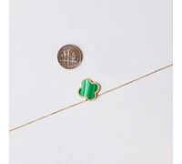 The Lovery Extra Large Malachite Single Clover Necklace 14K Gold