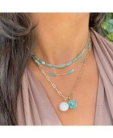 The Lovery Turquoise Bar Necklace 14K Gold