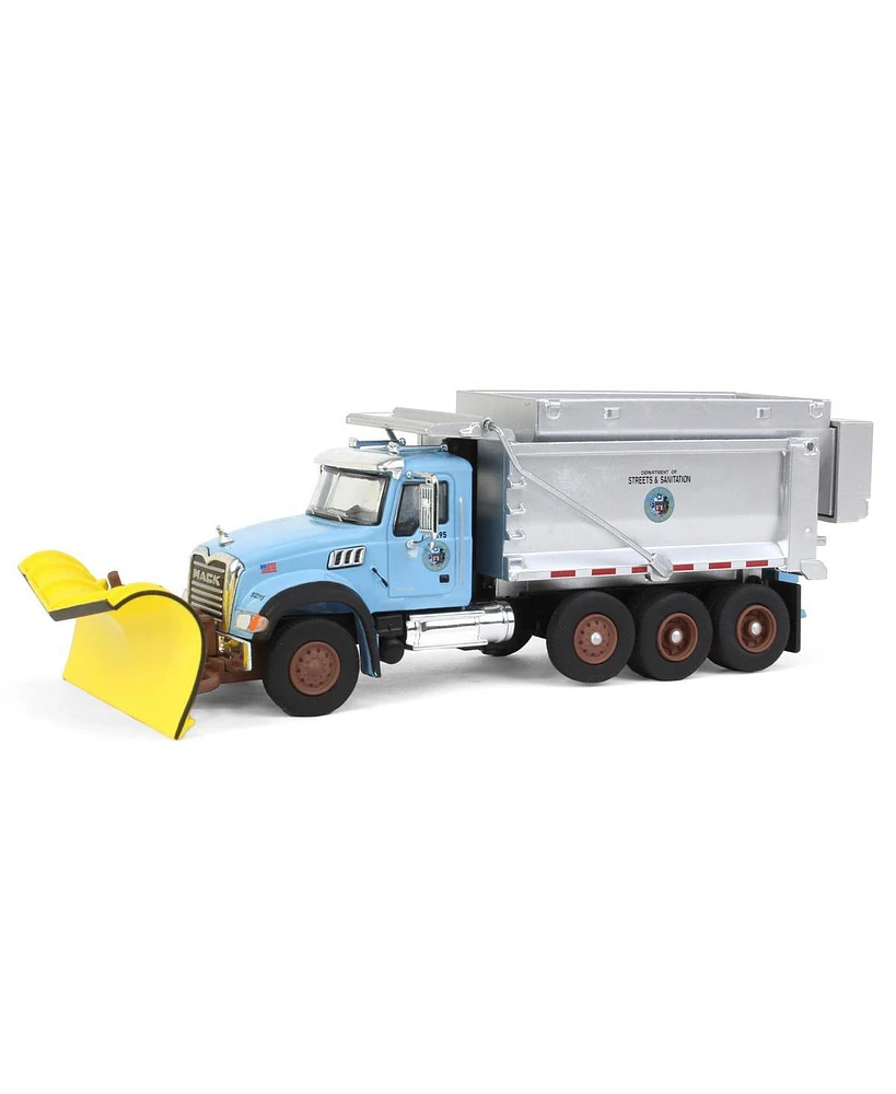 Greenlight Collectibles 1/64 Mack Granite Dump Truck with Snow Plow Salt Spreader