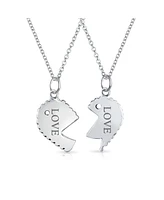 Bling Jewelry Best Friends Bff Split Heart Puzzle Mother Daughter Pendant Necklace Silver