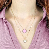 The Lovery Extra Large Bubblegum Pink Single Clover Necklace 14K Gold