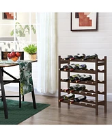 Slickblue Wicker Wine Rack, 5-Tier Storage Shelf, Holds 30 Bottles