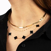 The Lovery Onyx Clover Necklace 14K Gold