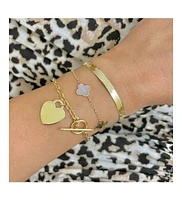 The Lovery Small Mother of Pearl Clover Bracelet 14K Gold