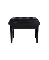 Slickblue Adjustable Wooden Piano Bench Stool with Sheet Music Storage Black