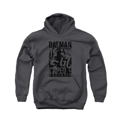 Batman Boys Youth Caped Crusader Pull Over Hoodie / Hooded Sweatshirt