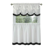 Kate Aurora Country Living Farmhouse 3 Pc Solid Cafe Kitchen Curtain Tier & Tucked Valance Set - 56in W x 36in L, Gray