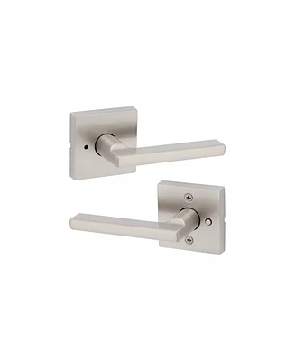 Kwikset Halifax Interior Privacy Bed/Bath Door Lever in Satin Nickel