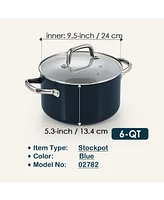 Cook N Home 6-Quart Hard Anodized Healthy Ceramic Nonstick Gumbo Pasta Pot,Yellow