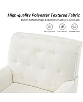 Mcgavock Traditional Wooden Upholstered Accent Chair with Tufted Back