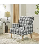 Ruarc Farmhouse Upholstered Armchair - Plaid Design Accent Chair