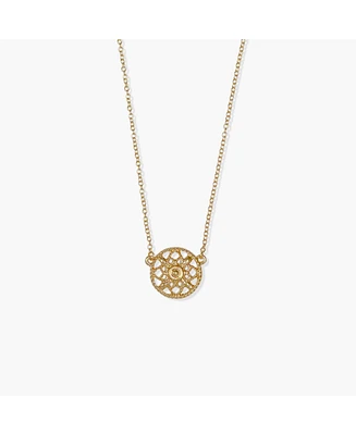 sanctuaire Round Filigree Pendant Necklace Gold