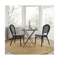 Merrick Lane Celia Set Of Two Stacking Thonet Bistro Style Chair, Pe Rattan Seat, And Metal Frame For Indoor/Outdoor Use