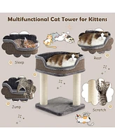 Sugift Multi-Level Cat Climbing Tree with Scratching Posts and Large Plush Perch