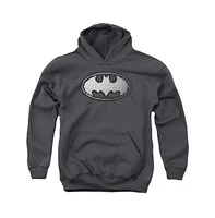 Batman Boys Youth Duct Tape Logo Pull Over Hoodie / Hooded Sweatshirt