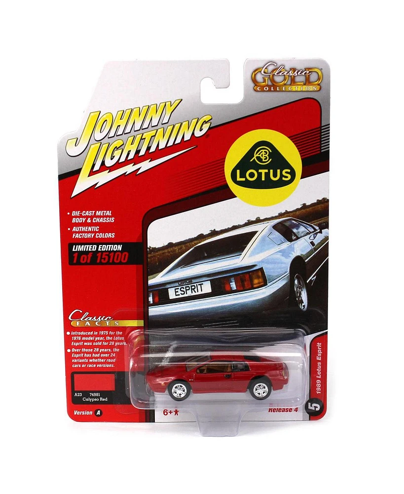 Johnny Lightning 1/64 1989 Lotus Espirit Red Classic Gold