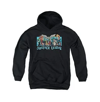 Justice League Boys of America Youth Lineup Pull Over Hoodie / Hooded Sweatshirt