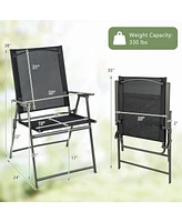 Sugift Set of 4 Patio Folding Chair with Rustproof Metal Frame