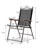 Sugift Set of 2 Patio Folding Sling Back Camping Deck Chairs