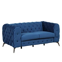 Simplie Fun 63" Velvet Upholstered Loveseat Sofa, Modern Loveseat Sofa With Button Tufted Back, 2-Person