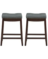 Sugift Set of 2 24-Inch Height Backless Counter Stool with Footrest