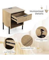 Sugift Modern Nightstand with Charging Station