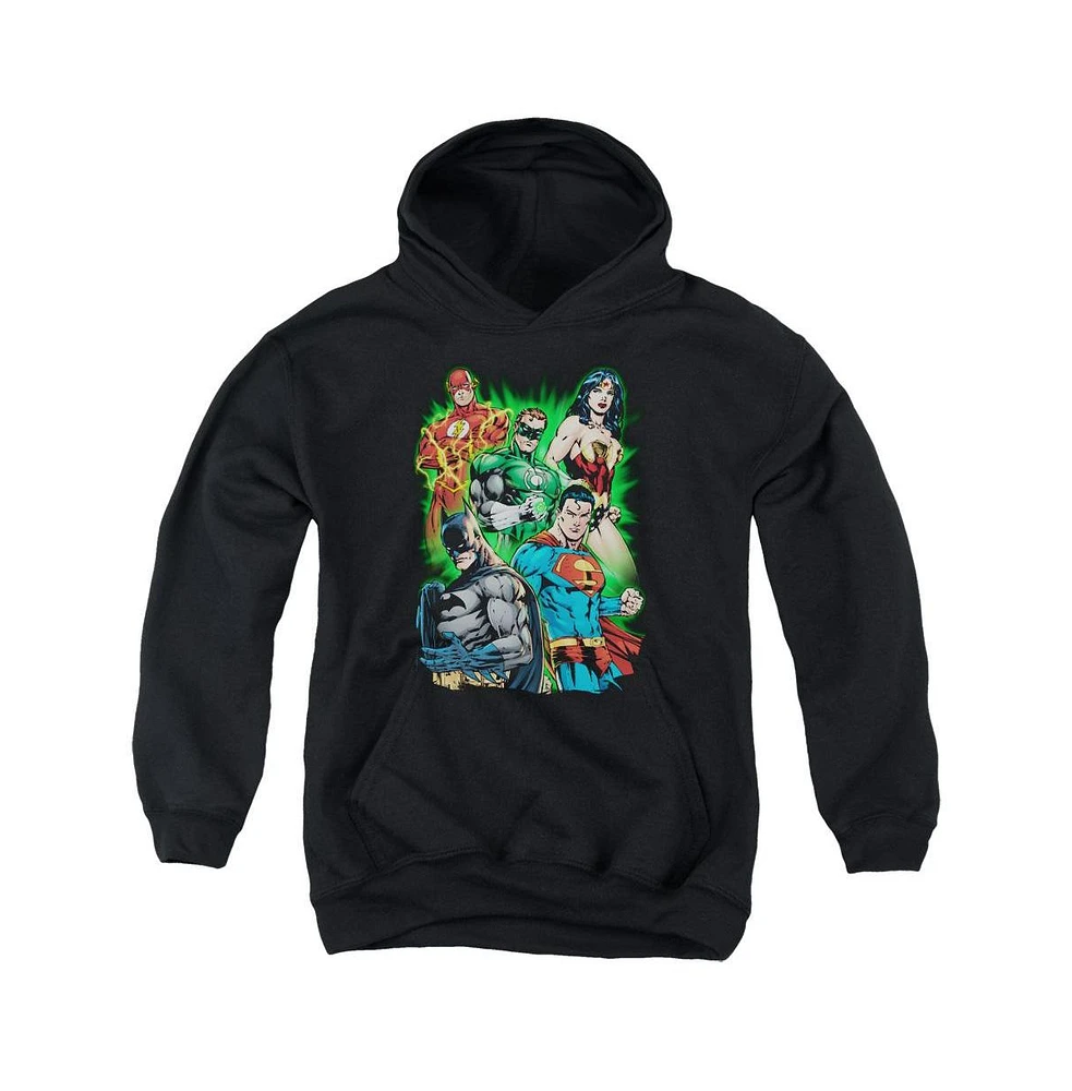 Justice League Boys of America Youth Will Power Pull Over Hoodie / Hooded Sweatshirt