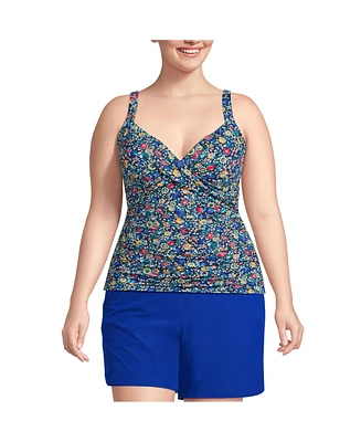 Lands' End Plus G-Cup Chlorine Resistant Wrap Underwire Tankini Swimsuit Top