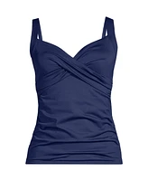 Lands' End Women's V-Neck Wrap Underwire Tankini Swimsuit Top Adjustable Straps