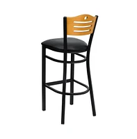 Emma+Oliver Slat Back Metal Restaurant Dining Barstool