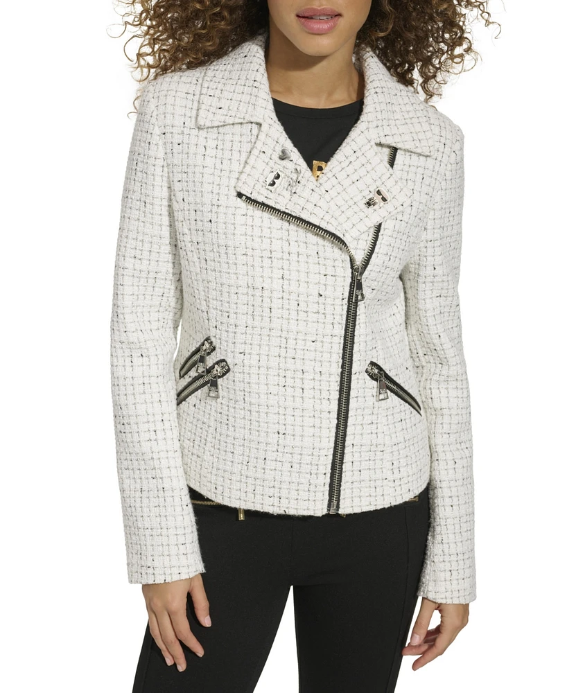 Karl Lagerfeld Women's Tweed Moto Jacket