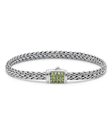 Devata Peridot & Dragon Bone Oval 5mm Chain Bracelet in Sterling Silver