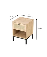 Streamdale Furniture Byron C Rattan Twinset Beside Stand Nightsand Bedside Cabinet with Drawer 2pcs