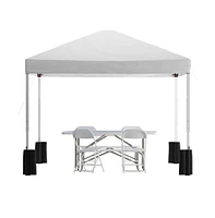 Emma+Oliver Outdoor Event/Tailgate Set With Pop Up Event Canopy With Wheeled Case, Bi-Fold Table And 4 Folding Chairs