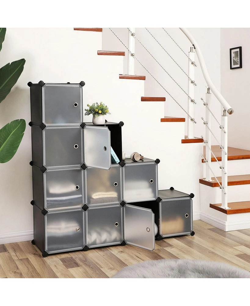 Slickblue 12-cube Storage Organizer, Interlocking Plastic Cubes With Divider Design Doors