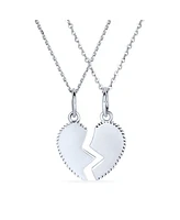 Bling Jewelry 2 Pcs Best Friend Aunt Niece Split Broken Puzzle Heart Break Apart Pendant Necklace For Women Sterling Silver