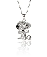 Peanuts Snoopy Silver Plated 3D Pave Pendent, 18'' Chain